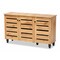 Baxton Studio Gisela Modern and Contemporary Oak Brown Finished Wood 3-Door Shoe Storage Cabinet 190-11992-ZORO - alternate 8